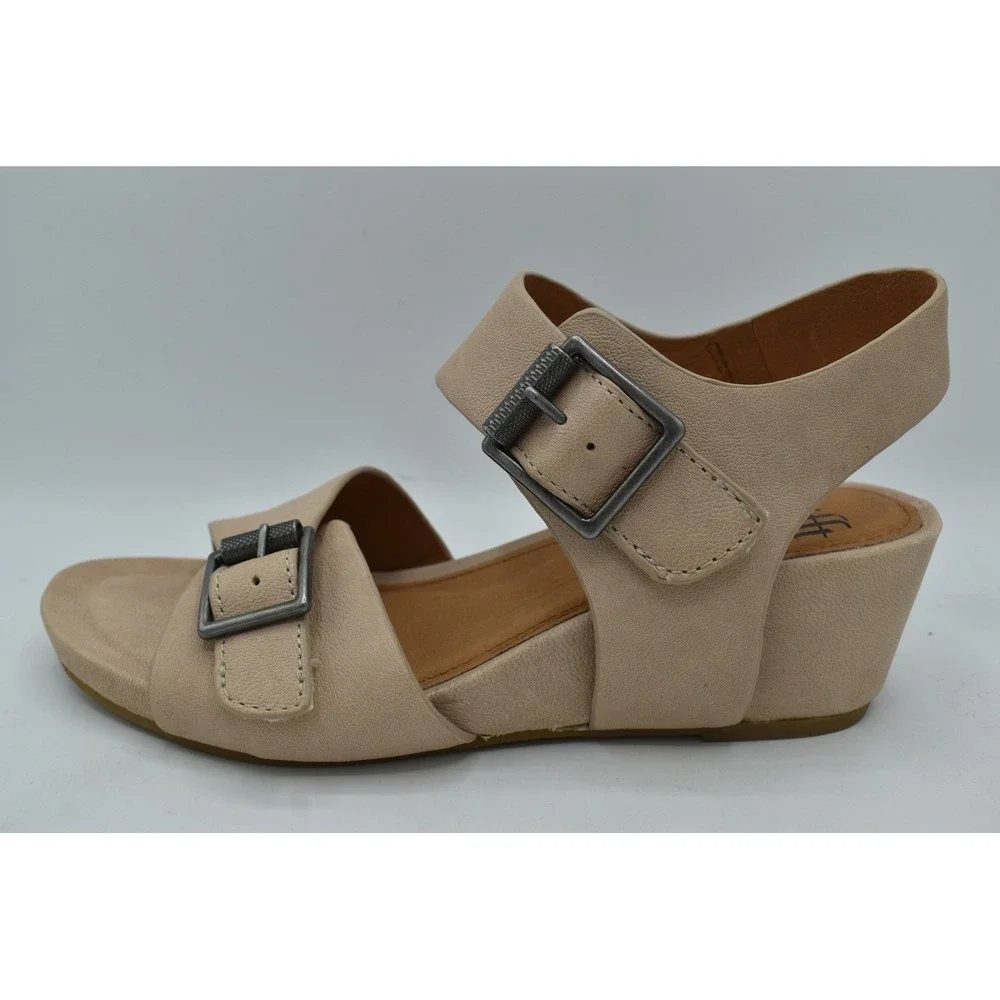 Sofft Women Size 10 Valeri Tapioca Grey Leather Wedge Sandals Shoes
